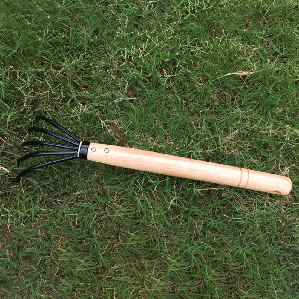 Herramienta de mano pequeña, rastrillo ligero y portátil de 5 garras para tierra, hojas, jardín, agricultura, cultivo de plantas, césped, transplantado