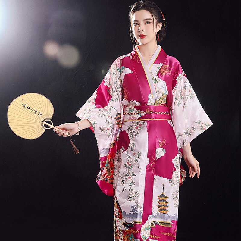 Japanse Traditionele Kimono Voor Vrouwen Herfst Winter Lange Mouw Losse Afdrukken Pyjama Dames Stage Performance Cosplay Kostuum: Color6