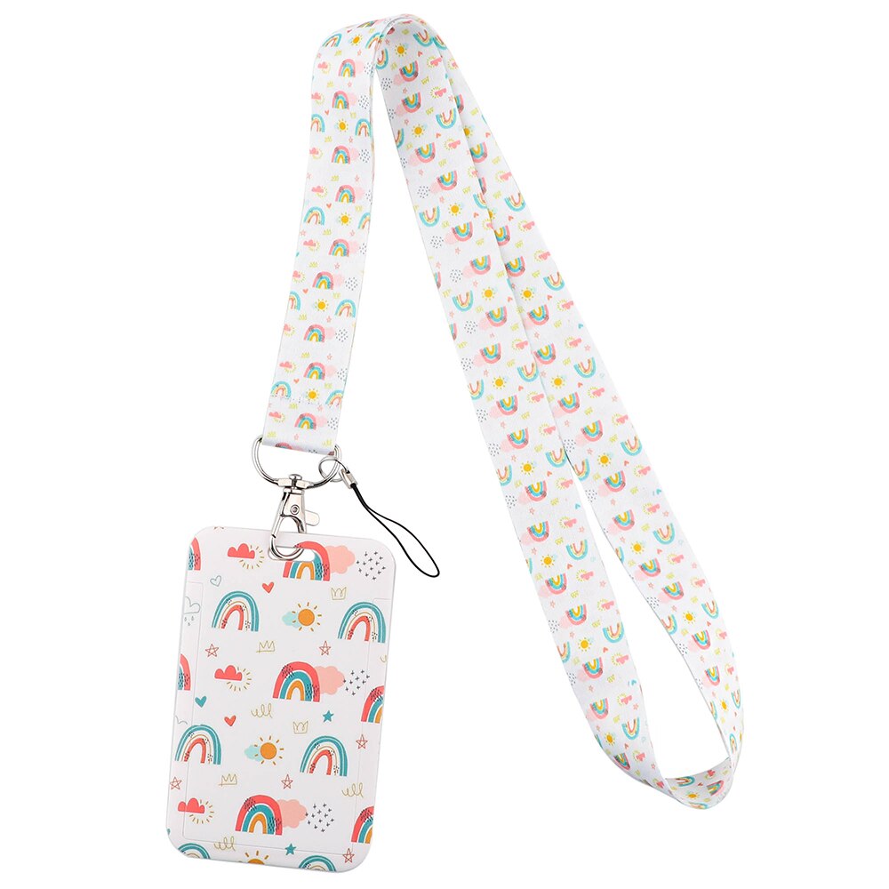 JF1397 Rainbow Lanyards ID Card Badge Holder Keychain Colorful Printing Neck Straps Keychain Cellphone Rope Teacher: 9