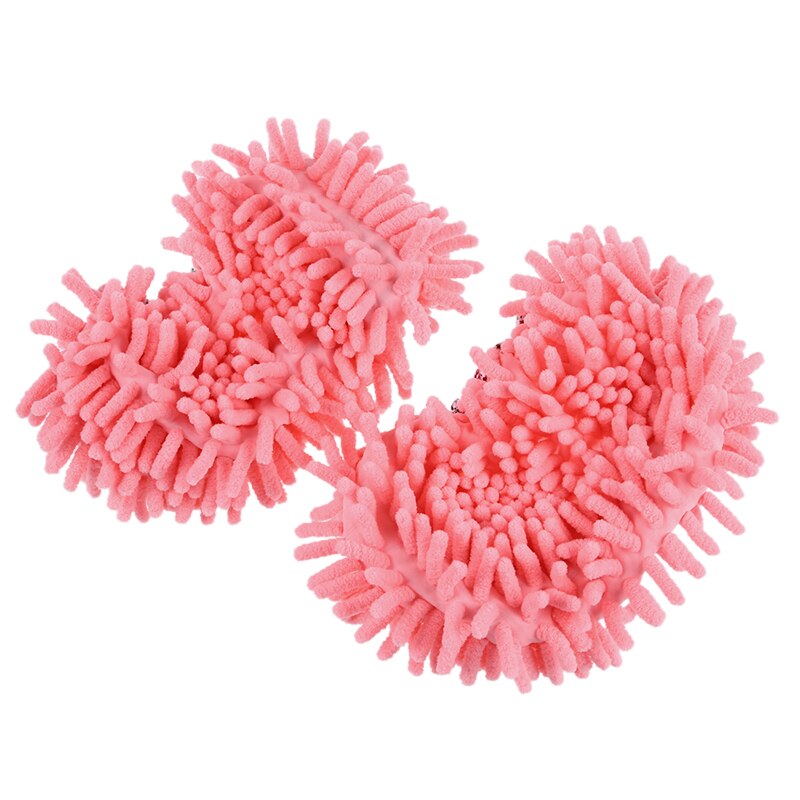 Par de pulido de suelos de Casa limpieza de polvo calcetines de pie zapatos zapatillas mopa rosa: Default Title