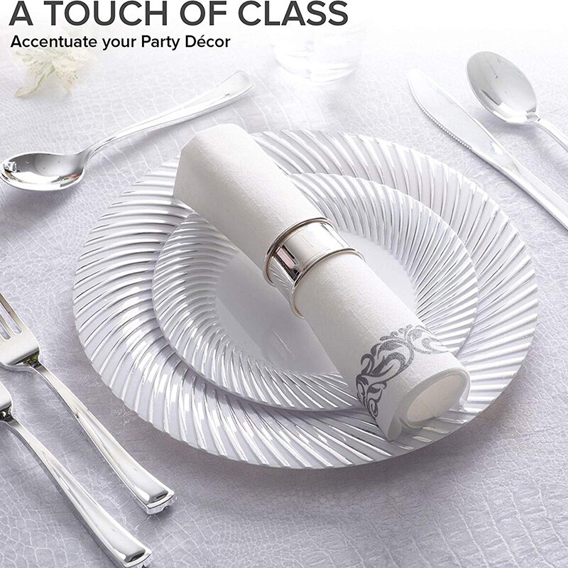 Wegwerp Handdoek Servetten/Bezoekers/Badkamers/Bruiloften/Zachte En Zachte Schoon Papier/100 Wit En Zilver retail