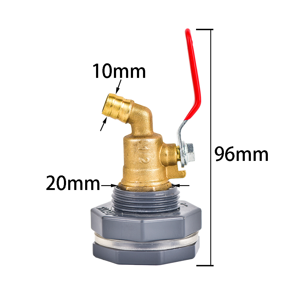 IBC Tank Brass Tap Adapter S60X6 Thread 10mm Garden Hose Connect Faucet Tank 1000 Liter IBC Tank Valve Fitting: Silver