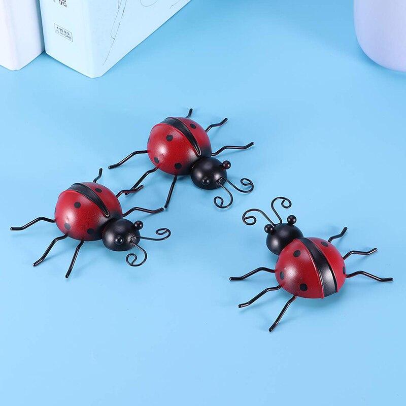 Metalen Lieveheersbeestje Hek Hanger - Rood Tuin Decor 16cm, Outdoor Muur Opknoping