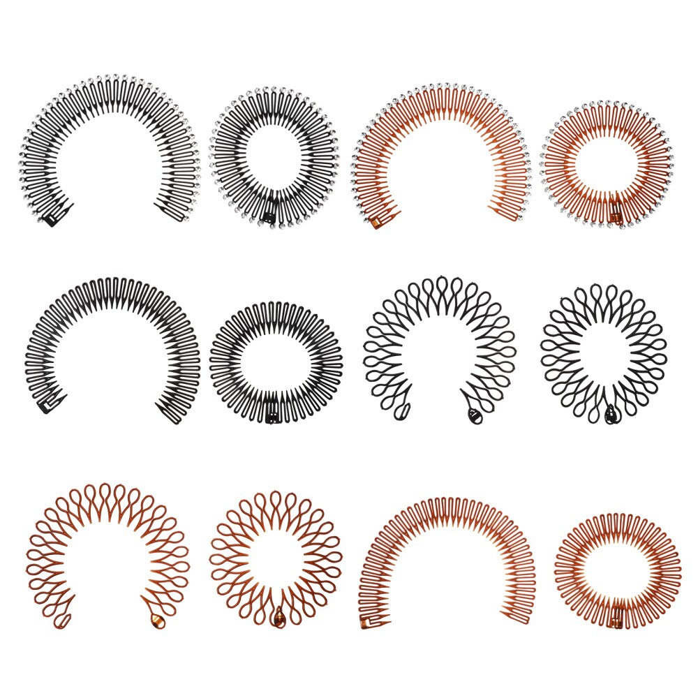 12Pcs Stretch Hair Comb Flexible Plastic Circle Comb Full Circular Headband Full Circular Stretch Combs Flexible Hair Comb