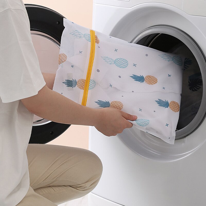 Laundry Bag Printing Zippered Mesh Polyester Washing Net Bag For Underwear Sock Washing Machine Pouch Clothes Bra Bags