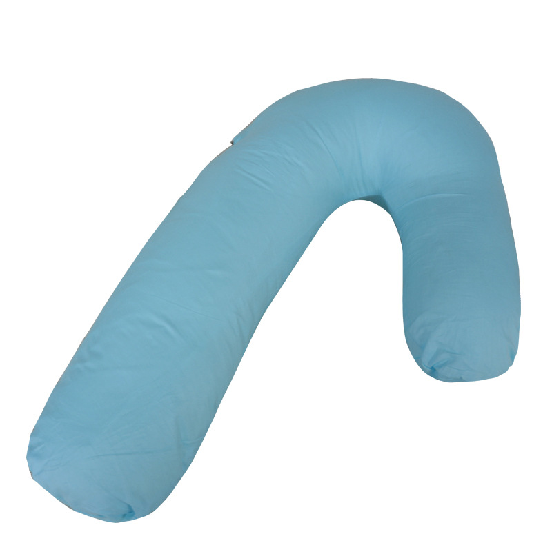 Oreiller multifonction en V pour femmes enceintes | Oreiller de soutien pour le sommeil latéral pour femmes enceintes, oreiller de cou de voyage en coton: Lake Blue
