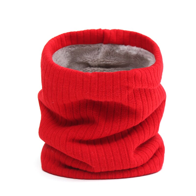 Unisex Winter Scarf Knit Solid Women Ring Neck Scarves Thick Fur Bandana Cotton Men Outdoor Warm Soft Collar Wraps: WB3-8 red