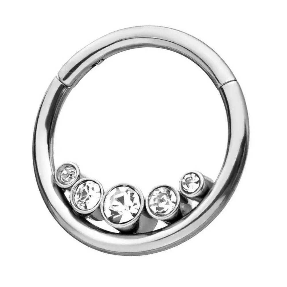 Edelstahl Opal Septum Clicker Band Ring Nase Labret Ohr Tragus Knorpel Daith Wendel Ohrring Zucht Karosserie durchbohren Schmuck: kristall 1.2X12mm