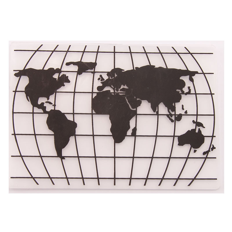 World Map Plastic Template Craft Template Molds 1Pcs Embossing Folder Crafts Cards Scrapbooking Paper DIY Photo Album Stencils: Default Title