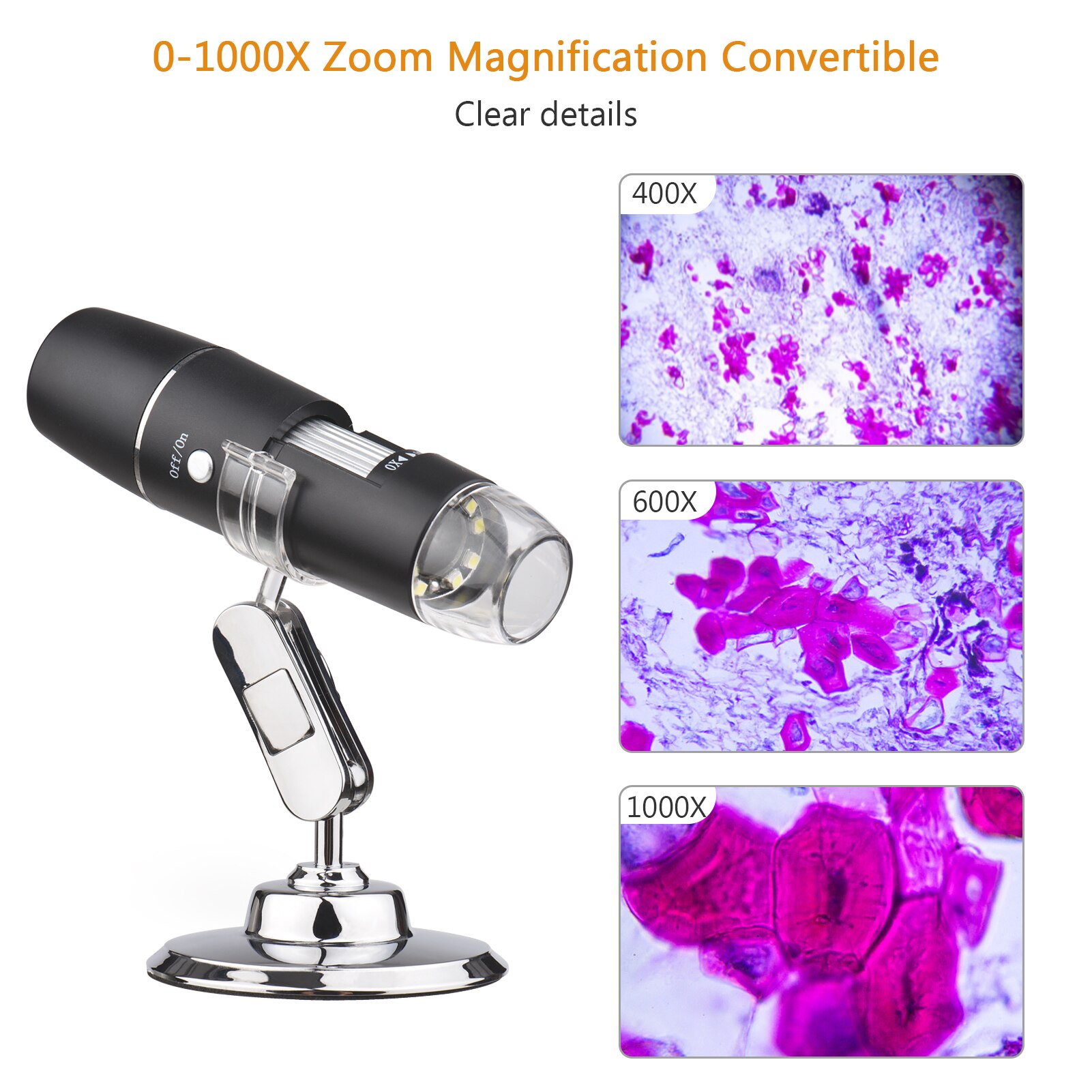 Mini Electronic Microscope 1000X WiFi Portable Handheld Digital Magnifier for Smartphone Tablet Laptop Observation Testing