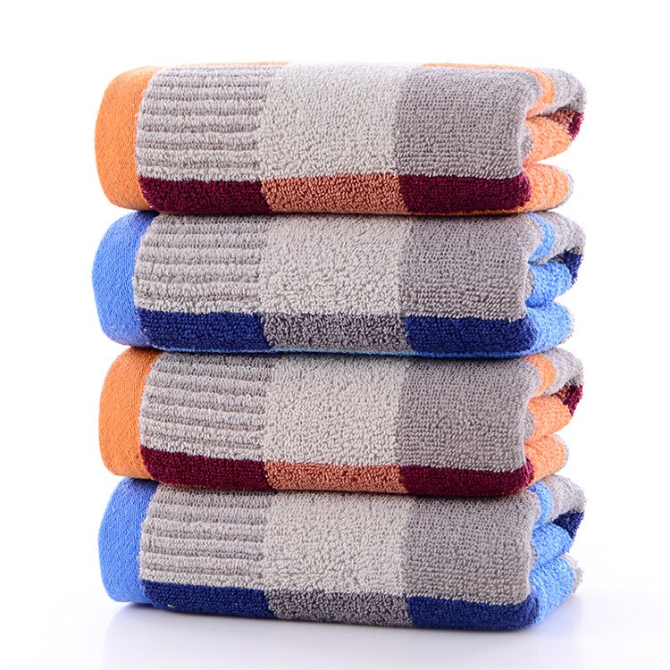 1pc katoenen blauwe gezichtshanddoeken, gekleurde geruite badhanddoeken, 34*73cm absorberende badhanddoeken