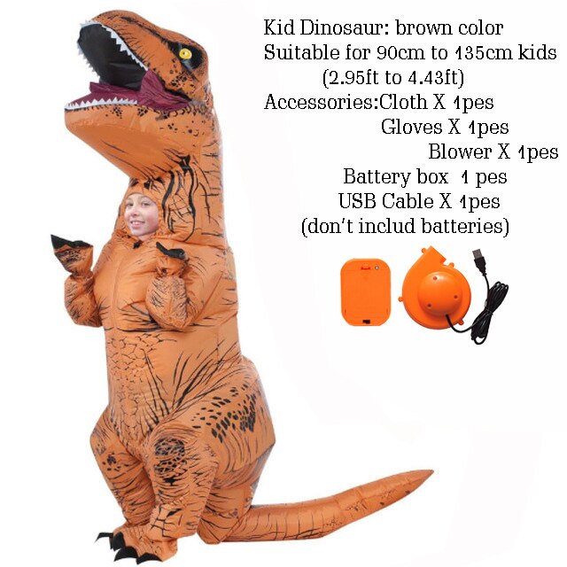 T-rex Dinosaure déguisement gonflable mascotte Deguisement Halloween Pour Animaux Cosplay Dinosaure: Kid Size11