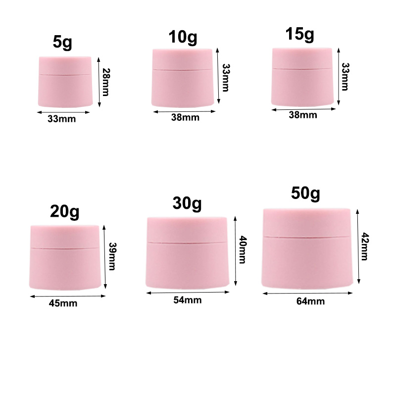 30 stuks 5g/10g/15g/20g/30g/50g roze plastic potjes, matglazen potjes voor cosmetische crème, lege dubbelwandige potjes voor los poeder met schroefdeksel