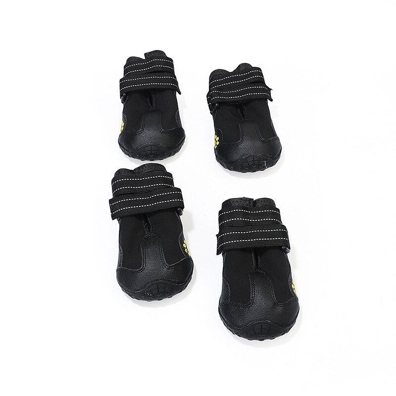 4 stks/partij Hond Schoenen Outdoor Sport Beschermen Waterdichte Reflecterende Anti-slip Grote Huisdier Schoenen Rubber Honden Laarzen Schoeisel Laarsjes: Black / No-5