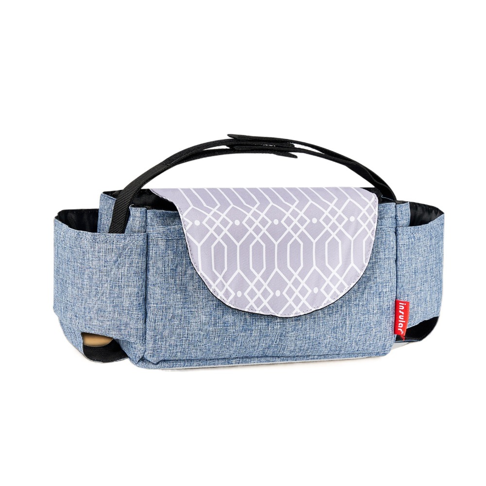 Multifunktionale kinderwagen-organizer-tasche, flaschenhalter, große fassungsvermöGen, kinderwagen-hängetasche, wickeltasche, wickeltasche, kinderwagen-aufbewahrungstasche: Weiß