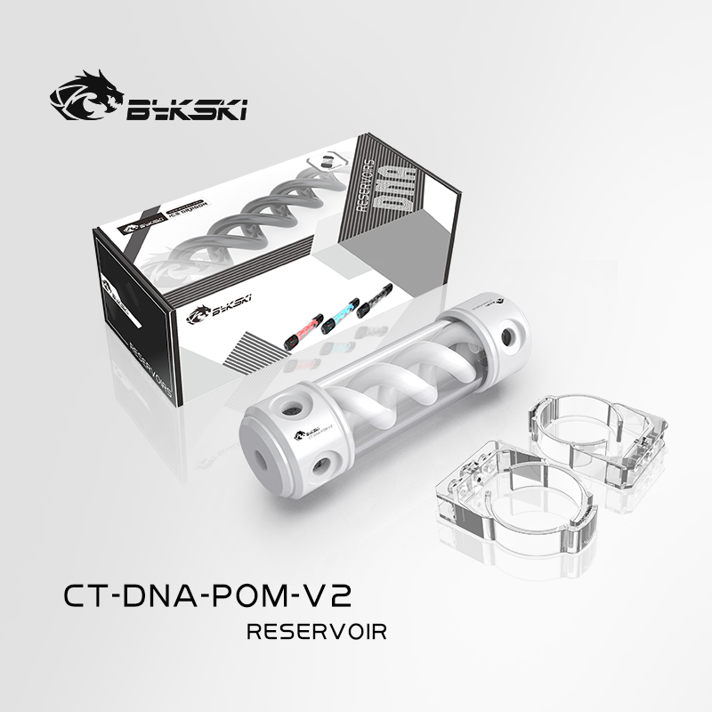 Bykski DNA Cylindrical Reservoir PC Water Cooling, T Virus Spiral White POM Water Tank RGB 12V/5V, 190/260mm 56mm, CT-DNA-POM-V2