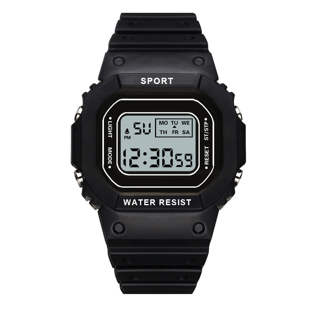 YIKAZE LED Digital Watches for Boys and Girls Transparent Strap Student Electronic Watch Waterproof Alarm Clock Kids Sport Watch: black