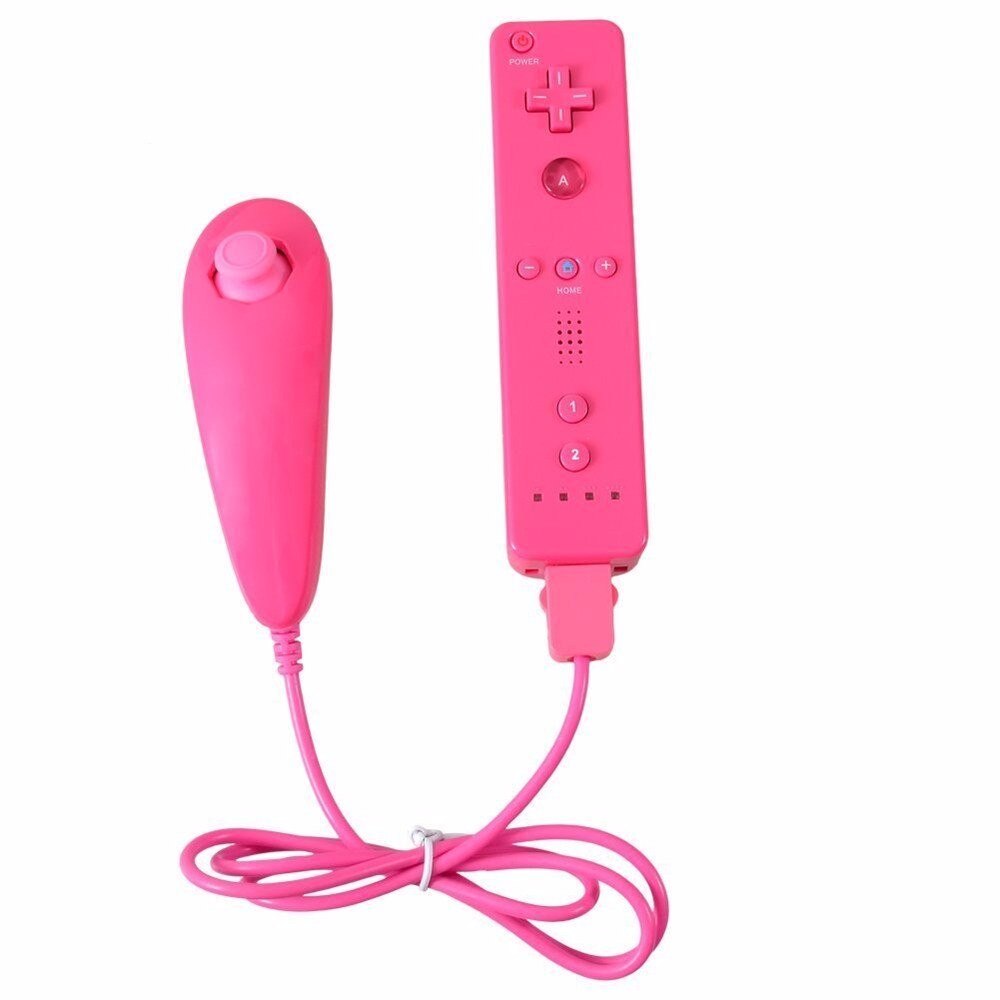 6 kleuren 1 pack Remote Controller Nunchuk Game Controller voor Wii voor Nintendo zonder Motion Plus: peach