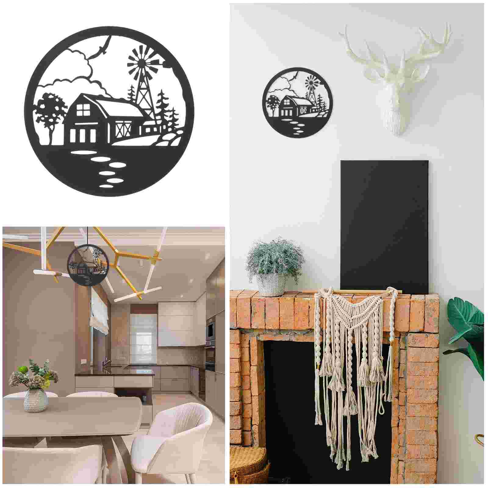 Iron Wall Decoration Circular Hanging Art Indoor Outdoor Metal Silhouette Wall Decor