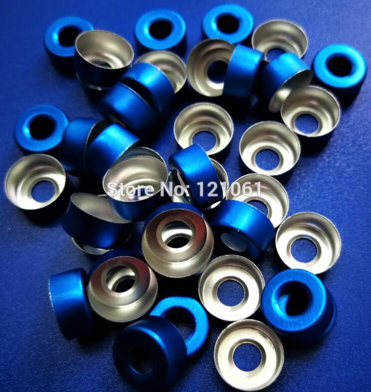 13mm aluminium doppen  ,300 stuks/partij, gekleurde farmaceutische doppen, aluminium doppen voor geplooide glazen injectieflacons: Blauwe kleur