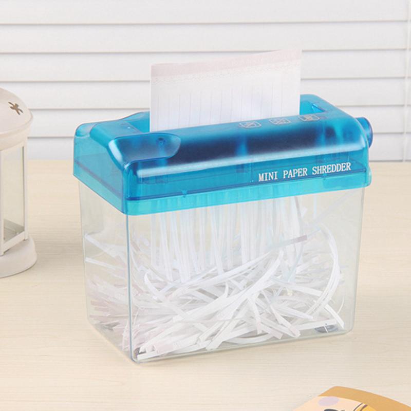 Strip-Cut Paper, Mini Hand Crank Paper Shredder Paper Cutting Transparent Home Office Shredder for A6, Folded A4 Paper