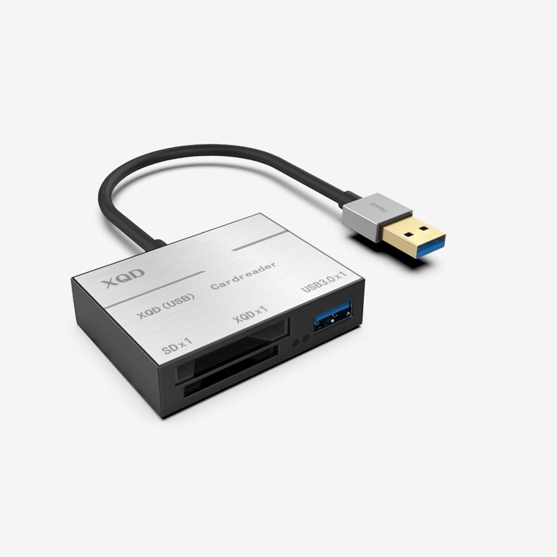 Alt-i-et xqd sd-kortlæser op til 500mb/ s højhastigheds xqd 2.0 usb 3.0 hub kamera kit adapter til sony m/g series nikon  d4/d5/d500: Sølv