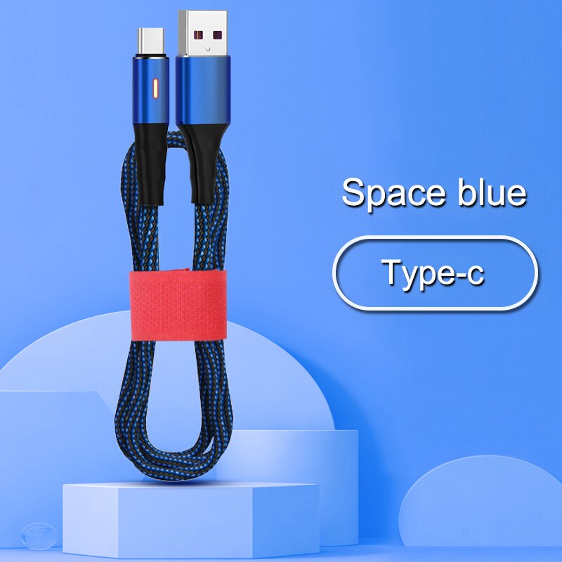 Kabel danych 3A typu C mikro USB pleciony nylonowy sprytny moc wyłączony szybki kabel ładujący robić telefonu komórkowego z systemem android: niebieski for rodzaj c / 1.8 m