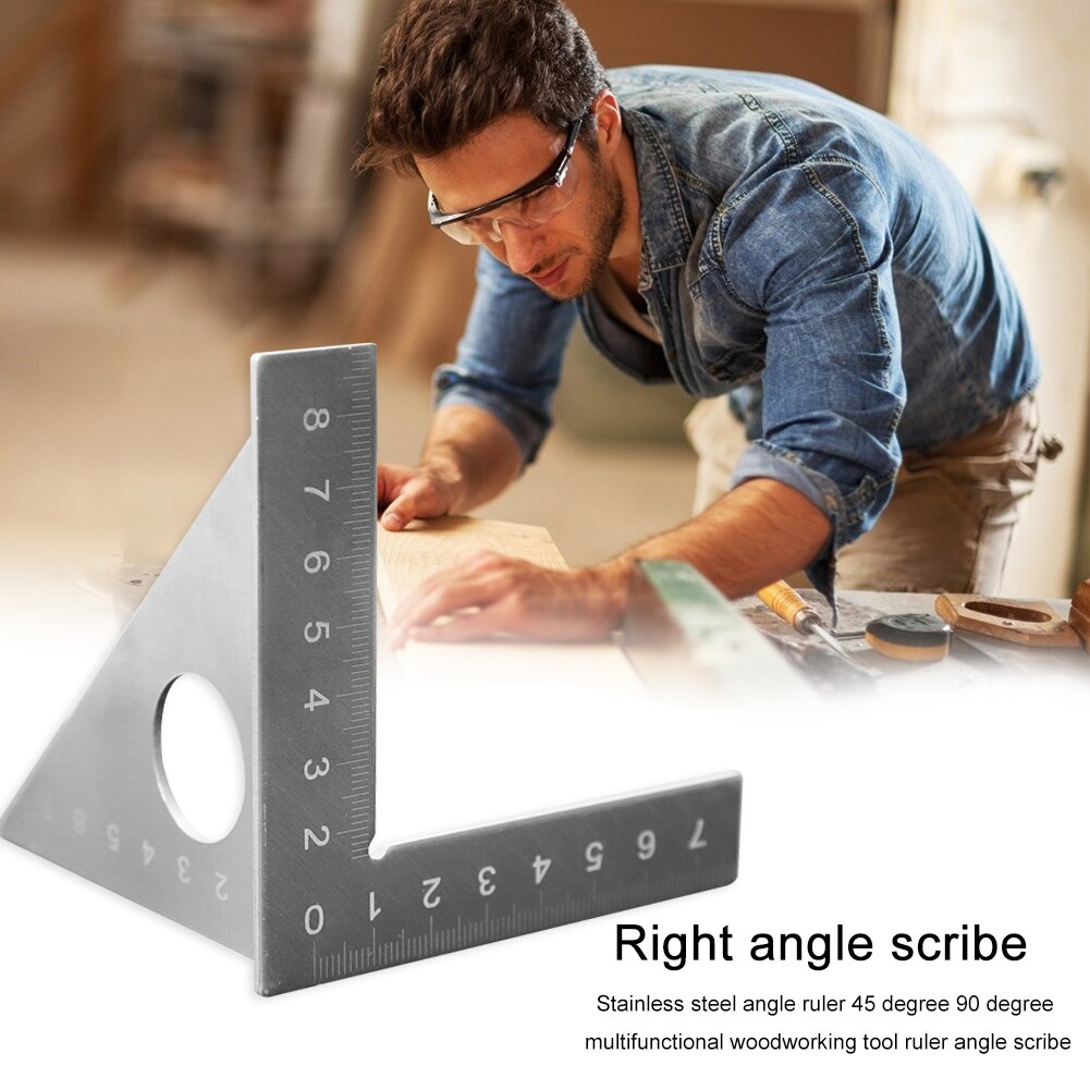 Stainless Steel Angle Ruler Protractor Multifunction Woodworking 45 90 Degree Measuring Marking Gauge Measure Tools