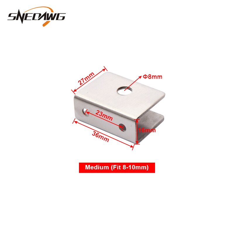 2pcs Stainlelss Steel Glass Clamp Fit 6~12mm Thickness Glass Clip Shelf Support Showcase Display Cabinet Glass Clamp Clip