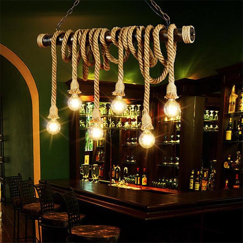 Cuerda de cáñamo Vintage, cable de alambre eléctrico para DIY E27 bombilla Edison, lámpara colgante de doble cabeza/Lámpara decorativa de un solo cabezal