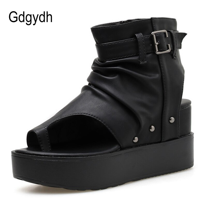 Gdgydh Neue Sommer frauen Sandalen Plattform Keil Pumps Schuhe Für Sommer gucken Zehe Sandalen Schnalle Reißverschluss