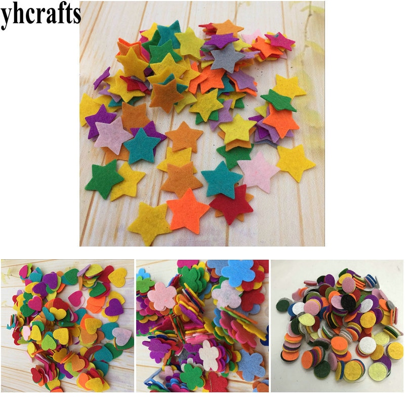 100PCS/Lot 2cm star round flower heart non-woven shape kindergarten crafts material DIY toys sewing kit fabric arts OEM