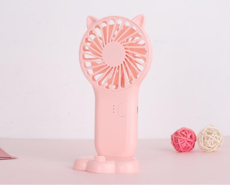 Fabriek Directe Clip Custom Hand-Held Draagbare Cartoon Base Fan Mini Stijl Usb Hand Elektrische Ventilator: Cute pet-pink