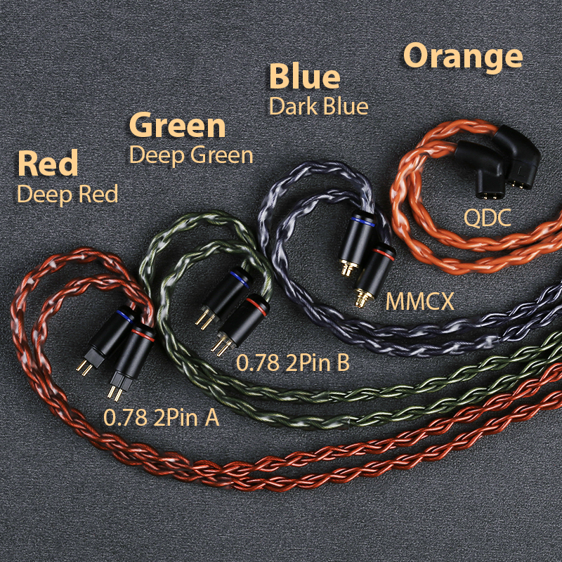 Cable de auriculares OPENHEART naranja de 8 núcleos 2,5/3,5/4,4mm MMCX/0,78 2 pines/QDC cobre Chapado en plata reemplazar Cable equilibrado mejorado