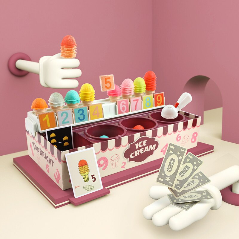 Ice Cream Set Children's Play House Toys Mathematical Cognitive Snacks Checkout Cashier Enlightenment for Children