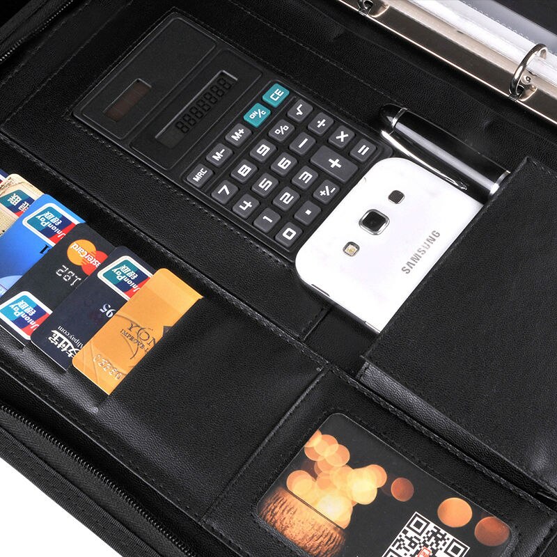 Ruize zachte leren map organizer voor documenten, multifunctioneel ,  a4- voudig mapbeheer, mapmap met rekenmachine