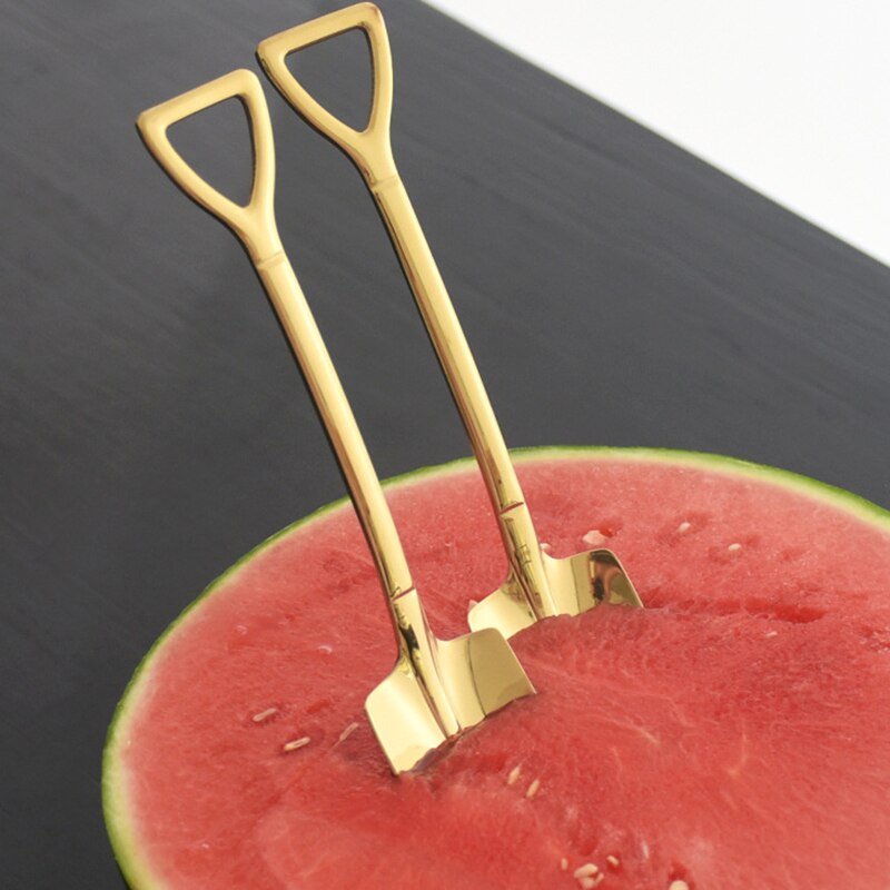 ¡En Stock! Cuchara de acero inoxidable con pala de hierro para café, cucharilla de helado Retro, cucharilla cuadrada bonita, accesorio de cocina, cuchara de café