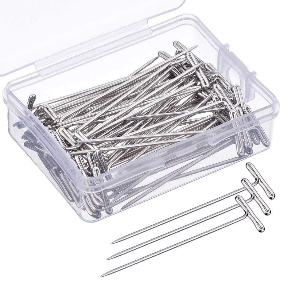 Alfileres en T de acero inoxidable para la cabeza agujas de coser, alfileres rectos de punto, accesorios de costura, 100 Uds.