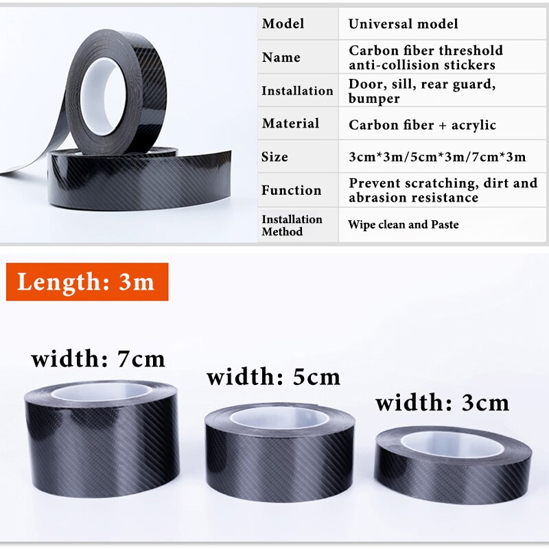 5M Auto Deur Anti-Collision Protector Sticker Carbon Fiber Film Strips Anti-Kras Edge Guard Protector Tapes seal Rear Guard