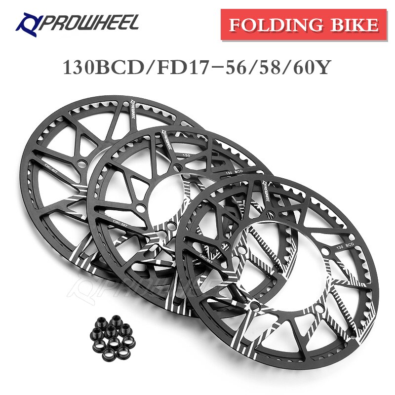 PROWHEEL 130BCD corona bici pieghevole 56T/58T/60T guarnitura pieghevole pignone piega bicicletta ampia ruota dentata stretta lega di alluminio