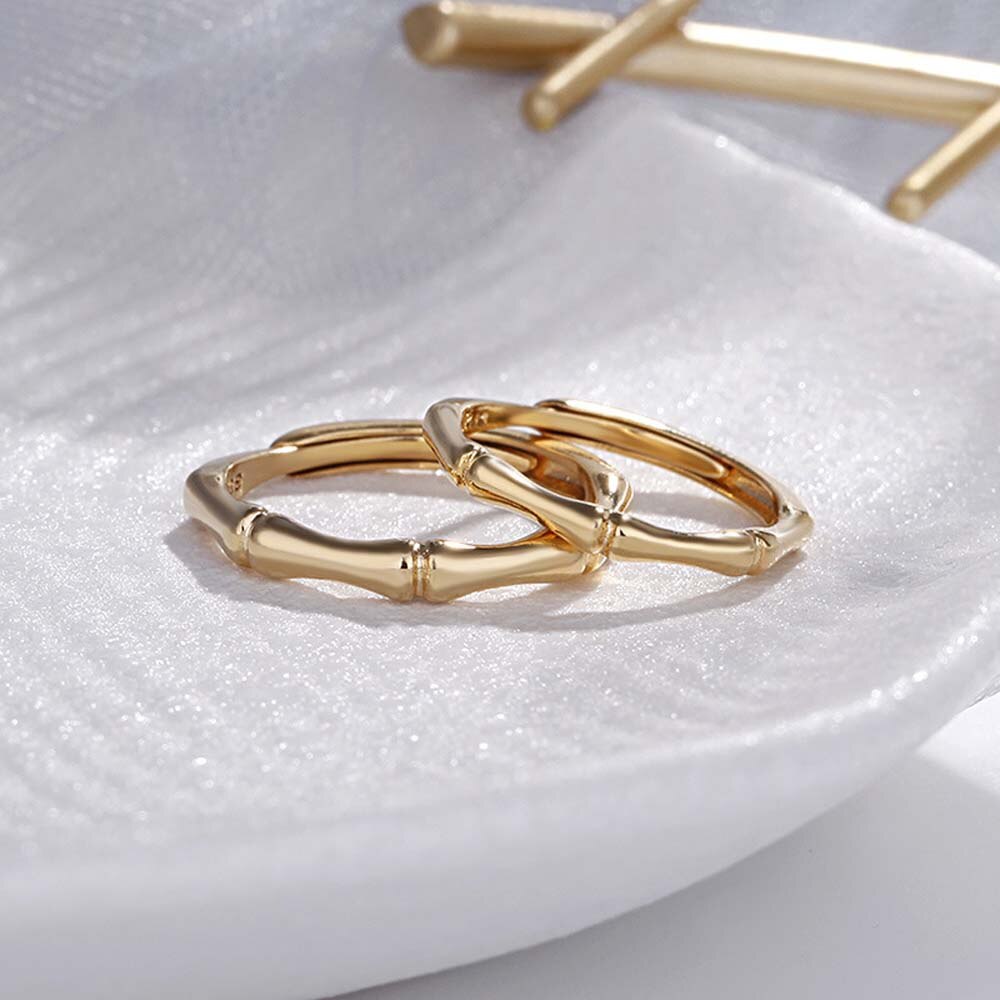 1 Stuk Bamboe Vorm Koper Goud Zilver Kleur Vinger Ring Voor Mannen Vrouwen Wedding Party Opening Minnaar Ring