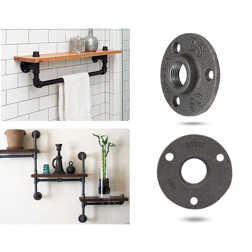 10 Pcs 1/2 "3/4" Black Decoratieve Gietijzer Vloer/Muur Flens Smeedbaar Gietijzer Buisleidingen BSP schroefdraad Gat