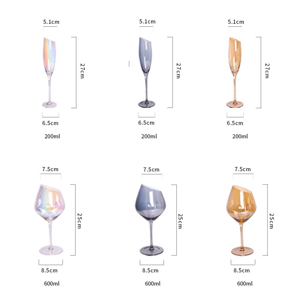 2PCS Wine Glass Electroplating Color Lead-free Glass Crystal Glass Red Wine Glass Champagne Glass Goblet Red Wine Glass Set