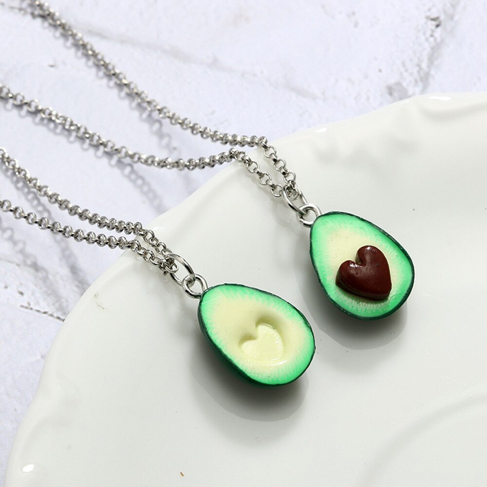 Lovely Avocado with Nuclear 3D Clay Alloy Necklace Pendant Couple Decoration Charm Friendship DIY Jewelry