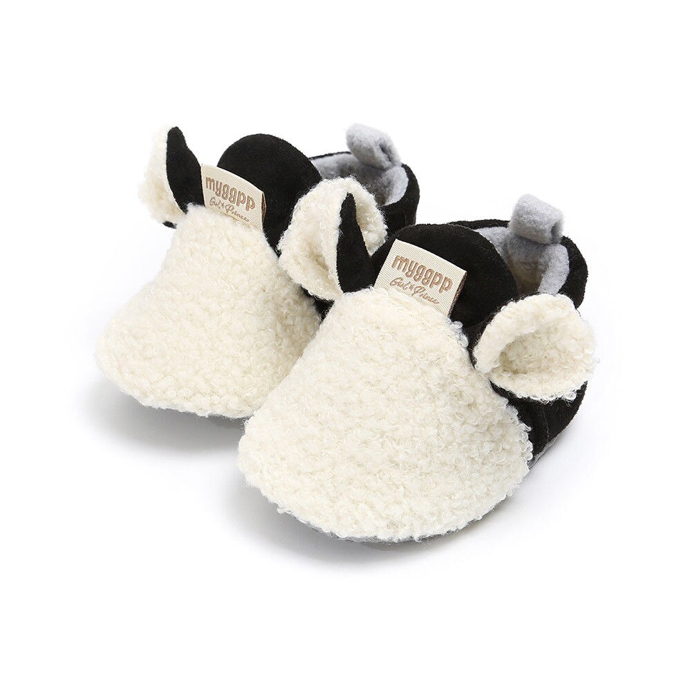 Peuter Baby Meisjes Jongens Snowboots Baby Schoenen Mooie Animal Oren Bont Patchwork Laarzen Herfst Winter Warme Zachte Zool Schoenen: WHITE / 0-6 months