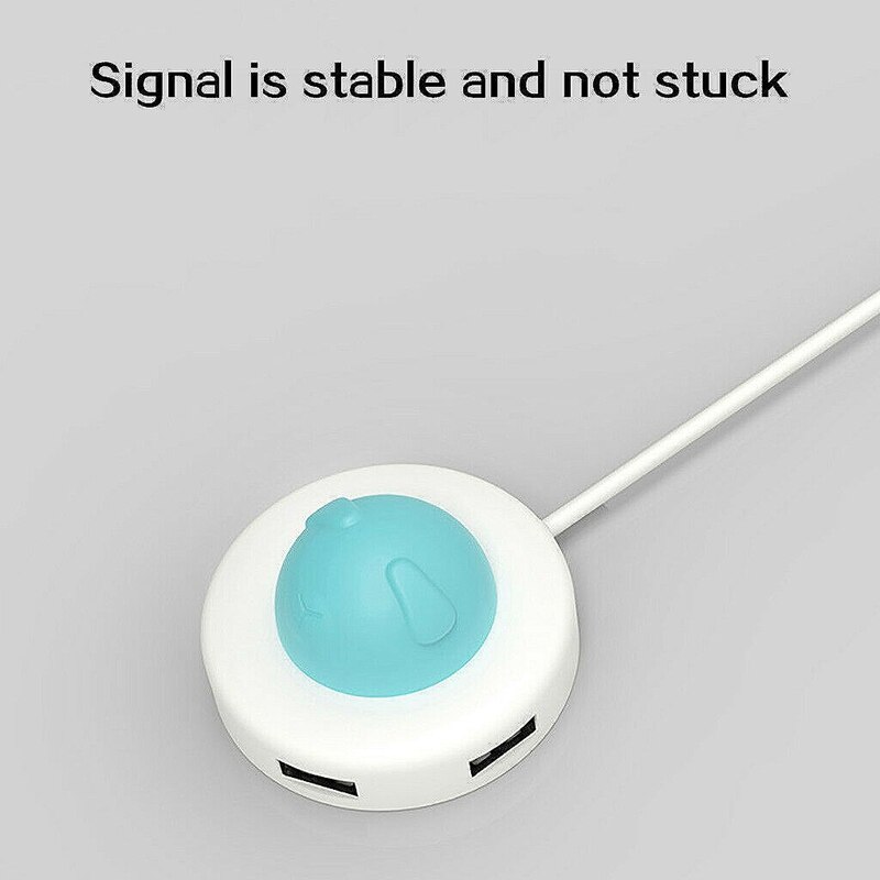 Mini luz de noche USB Hub portátil atmósfera nocturna Centro de Extensión 4 puertos USB Splitter Cable dibujos animados (azul)