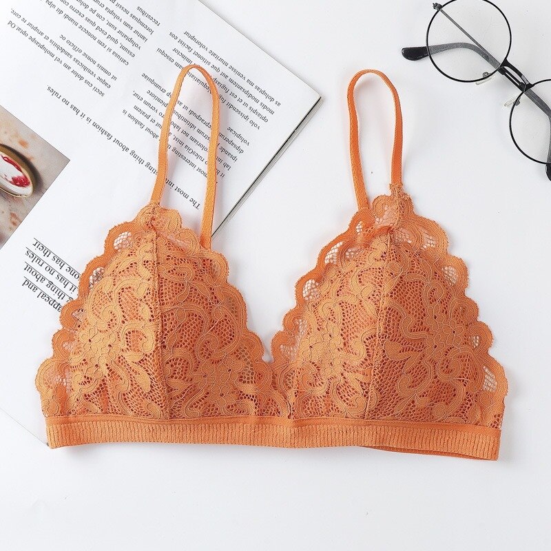 CHRLEISURE Push Up Bra Seamless Sexy Lace Wrapped Chest No Steel Ring Cross Back Bralette: S1-orange