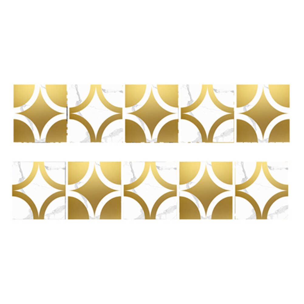 10pcs DIY Geometric Pattern Wall Tile Stickers Waterproof Self-adhesive Kitchen Bathroom Toilet Floor Decals Decor 10X10cm#38: O