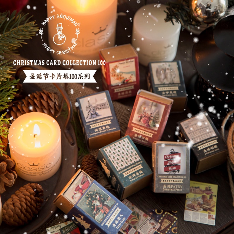 Mini livre de noël, 100 pièces, papier artisanal décoratif Vintage, pour Scrapbooking, planificateur, Journal intime
