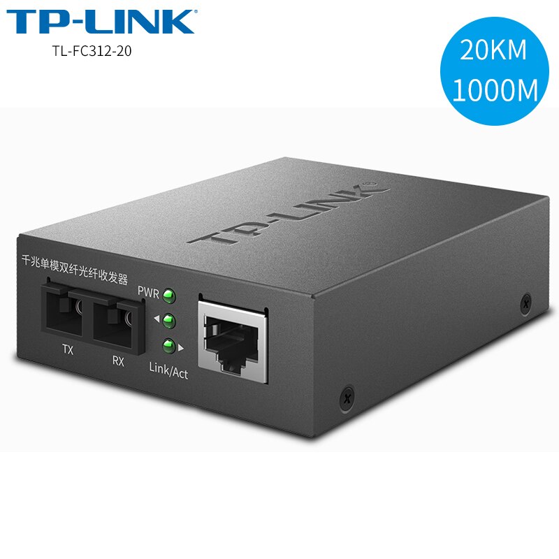 TP-LINK TL-FC312-20 1000M Dual fiber 1.25G SC Duplex 20KM Gigabit Fiber Optical Media Converter Single Mode Fiber Transceiver